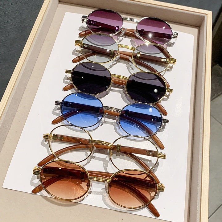Women's Vintage-Style Sunglasses with Wooden Inner Frame Stornfield