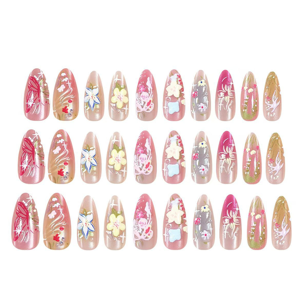 Artistic and decorated stiletto artificial nails Stornfield