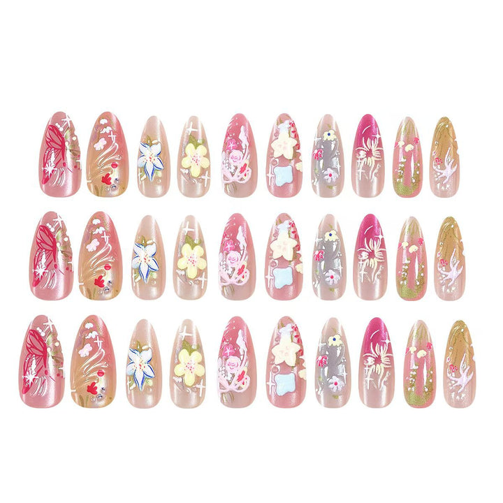 Artistic and decorated stiletto artificial nails Stornfield