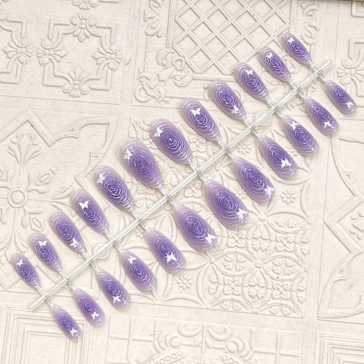 Artistic Floral-Accent Press-On Nail Set Stornfield