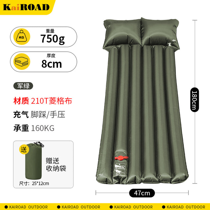 comfortable inflatable camping mat with integrated pillow and waterproof TPU surface Stornfield