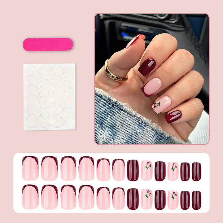 Artificial nail set with elegant flower and gradient designs Stornfield