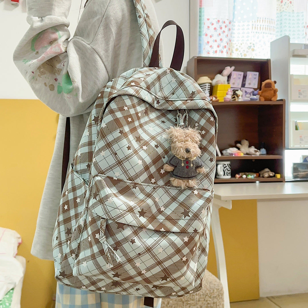 Backpack with Fashionable Check Pattern and Practical Compartments Stornfield