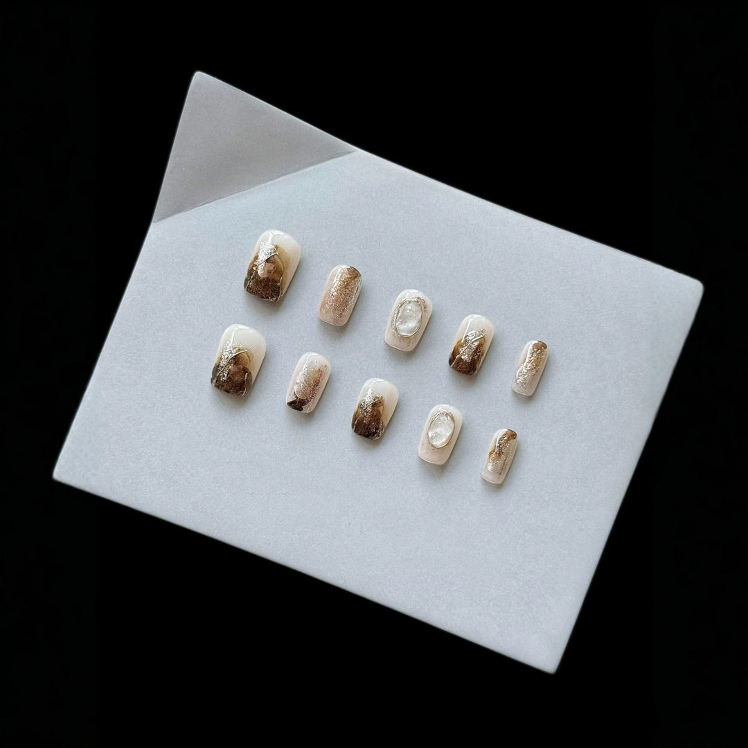 Decorative Marble Effect Press-On Nail Set