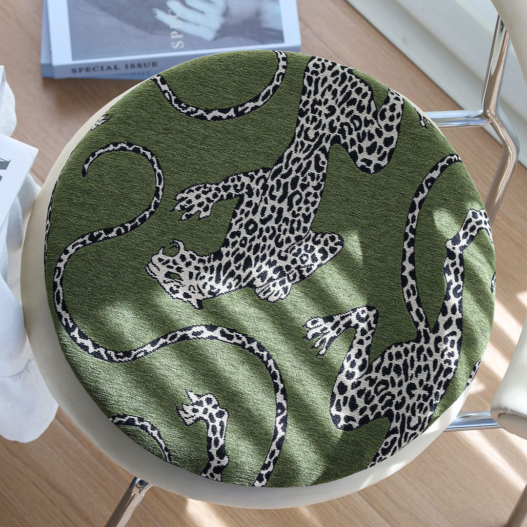 Seat cushion with leopard pattern