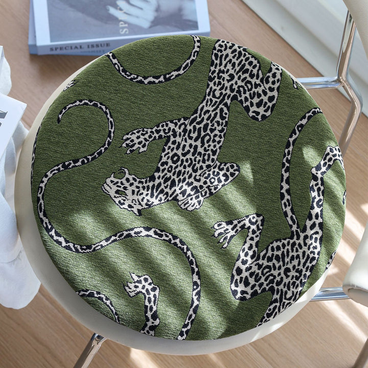 Seat cushion with leopard pattern