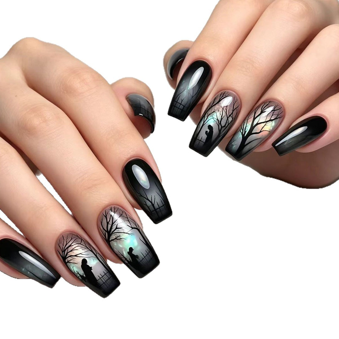 Artificial nails with mysterious forest design Stornfield