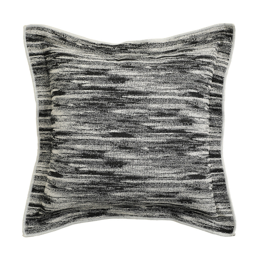 Square decorative pillow in Baroque style with velvet ruffle and putto jacquard