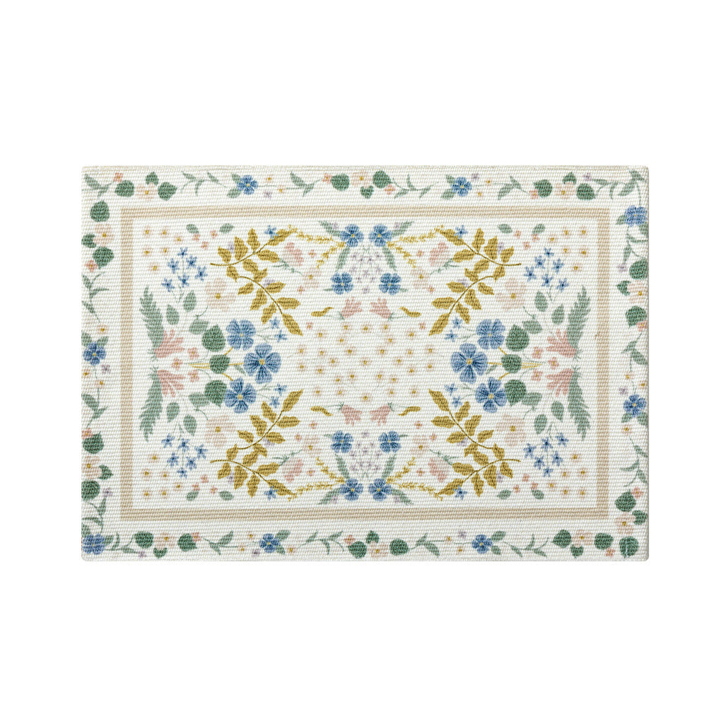 Decorative woven table runner with floral embroidery