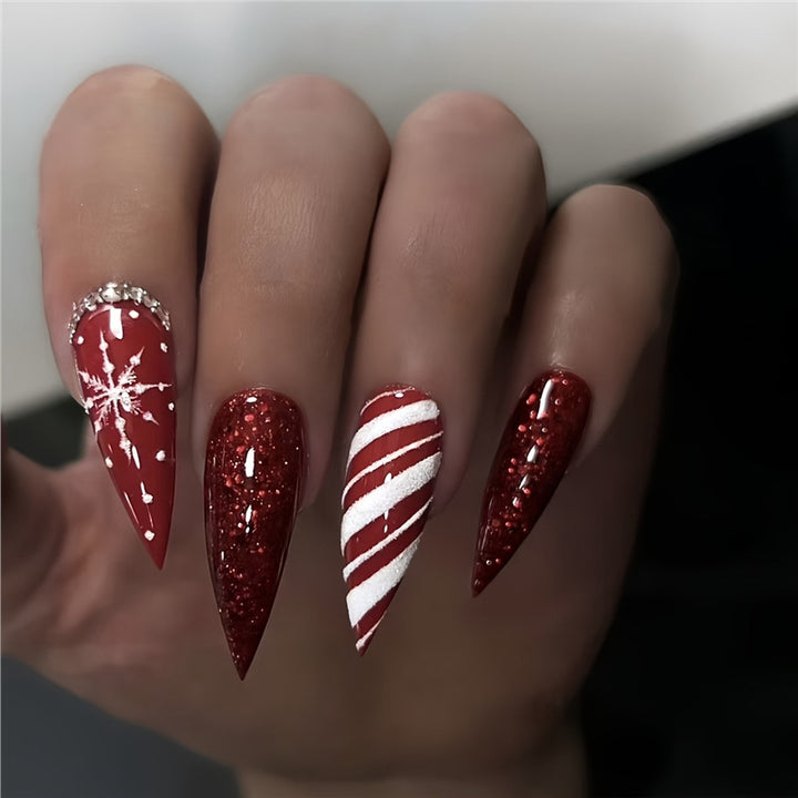 Festive Holiday Stiletto Nail Art Stornfield
