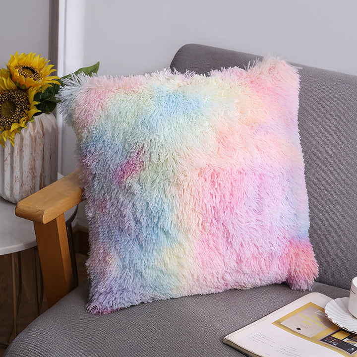 Plush Faux Fur Square Decorative Pillow Cover with Hidden Zipper and Long Pile