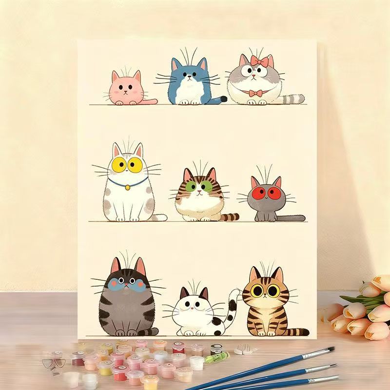 Cat-Themed Paint by Numbers Canvas Art Kit Stornfield