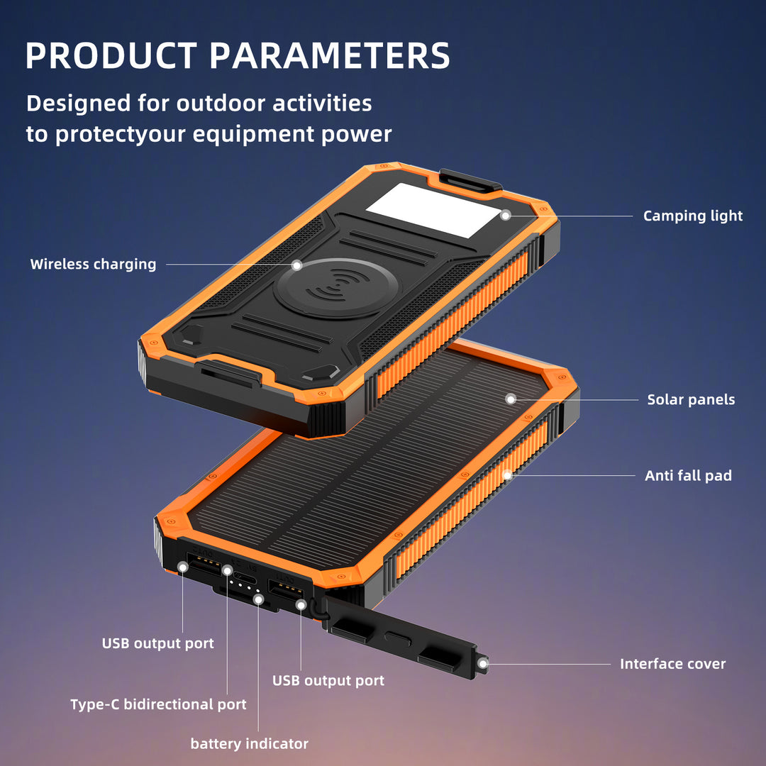 Portable Solar Power Bank with Fast Charging Function and Wireless Charging Adapter Stornfield
