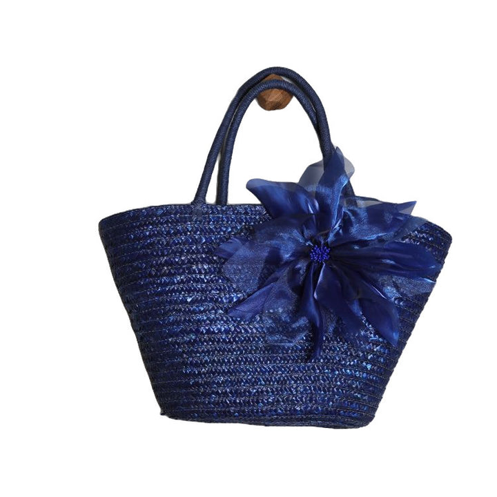 Stylish basket bag with eye-catching flower detail Stornfield