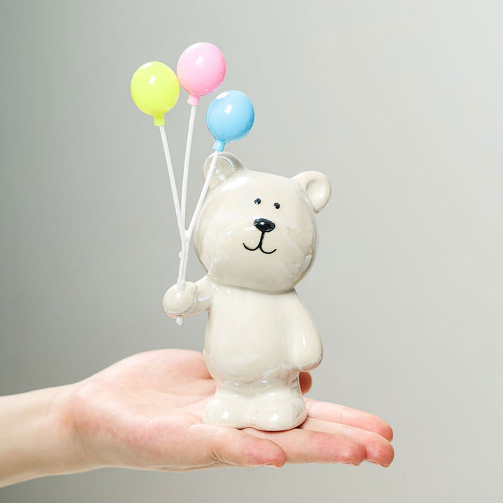 Cute ceramic bear figurine with balloons Stornfield