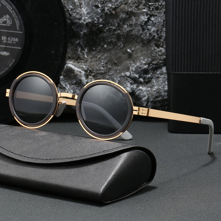 Women's fashionable round sunglasses with elegant metal frame Stornfield