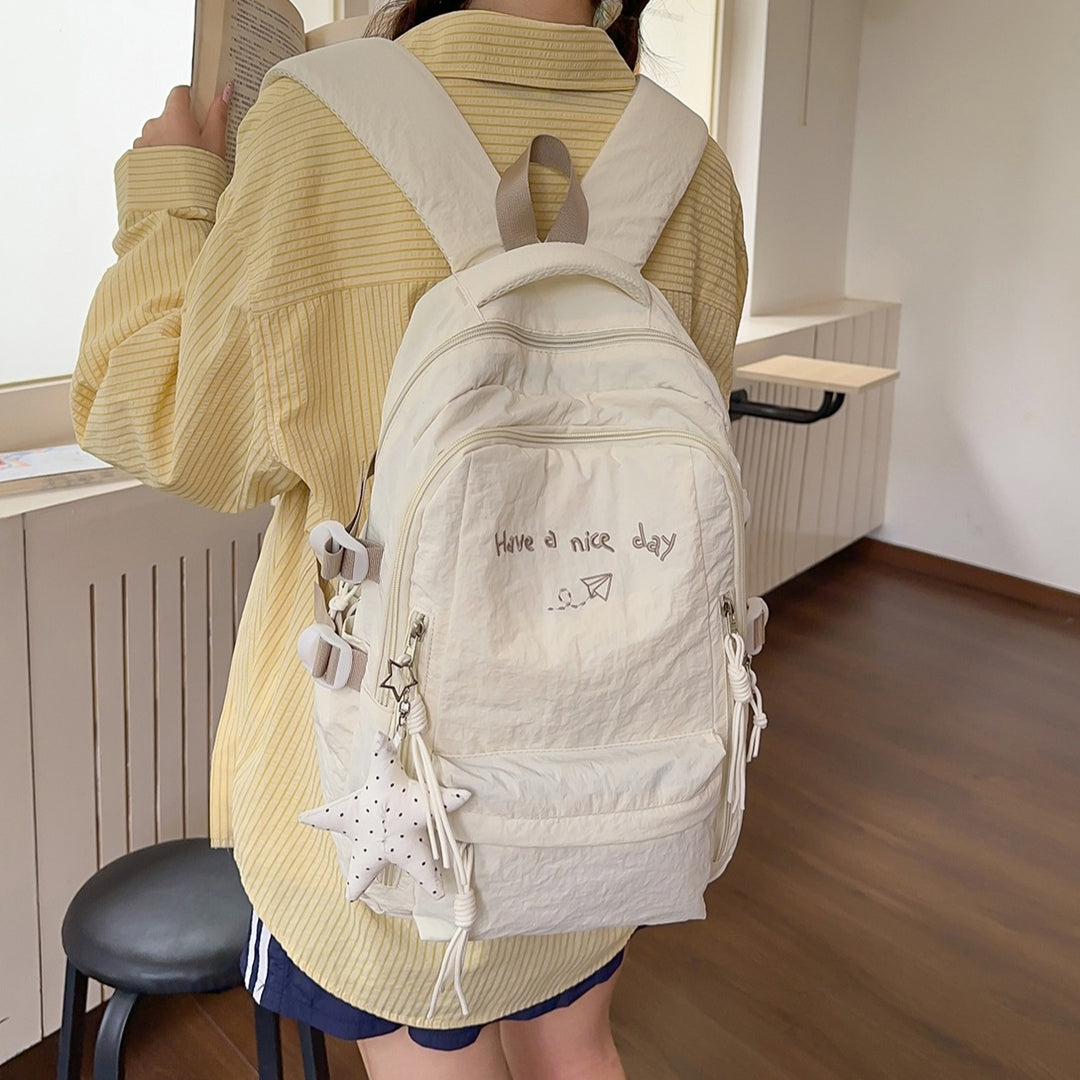 Multi-Pocket Casual Backpack with Inspirational Quote Stornfield