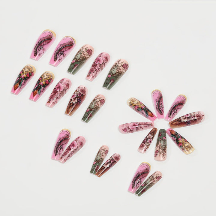 Artificial nails in floral and elegant design Stornfield