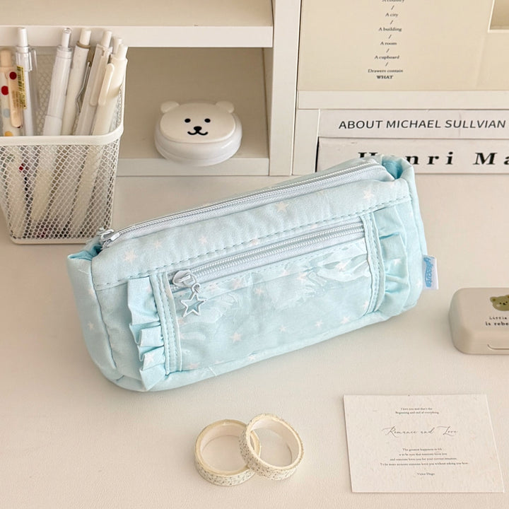 Star-Patterned Transparent Pencil Case