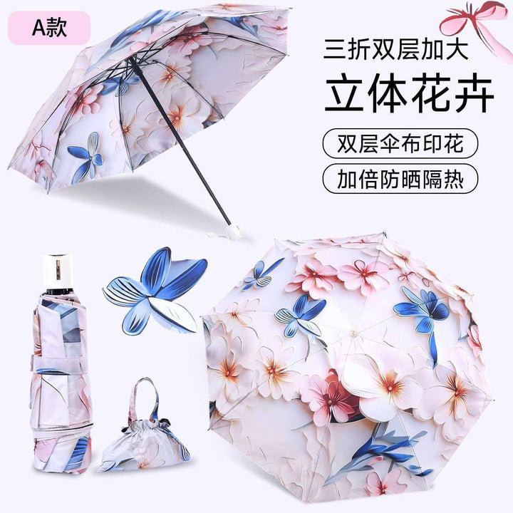 Ladies Folding Umbrella with Elegant Floral Design Stornfield