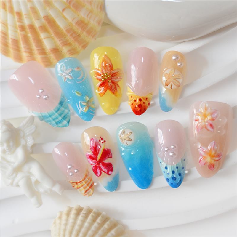 Artistic 3D Floral Nail Art Extensions Stornfield