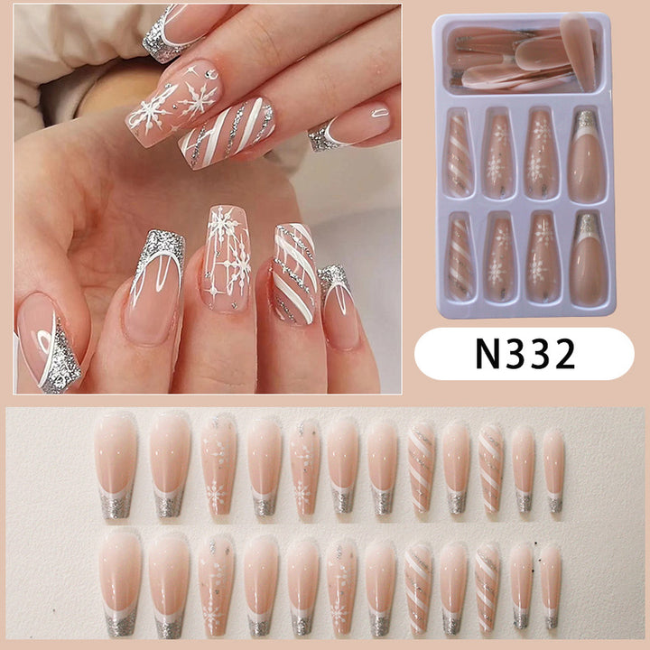Decorative Press-On Nail Art Set with Glitter Accents