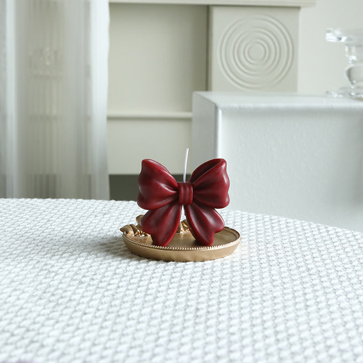 Decorative Bow-Shaped Hand-Poured Soy Wax Candle for Tabletop Centerpiece