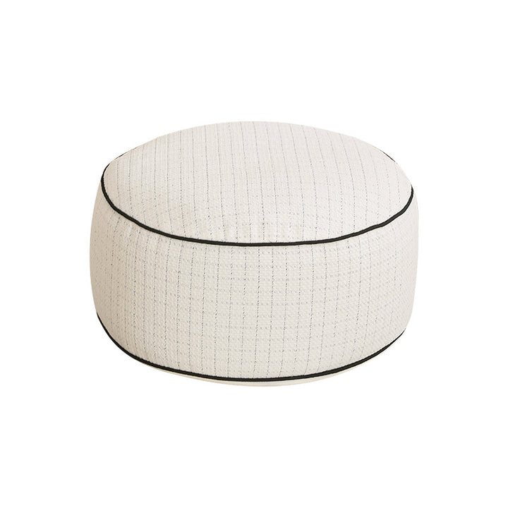 Beef hand-woven pouf with floral print and padded seat surface