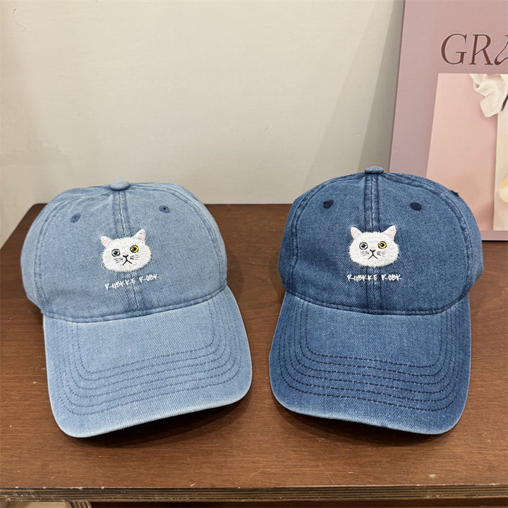 Women's Casual Cotton Baseball Cap with Cat Embroidery Stornfield
