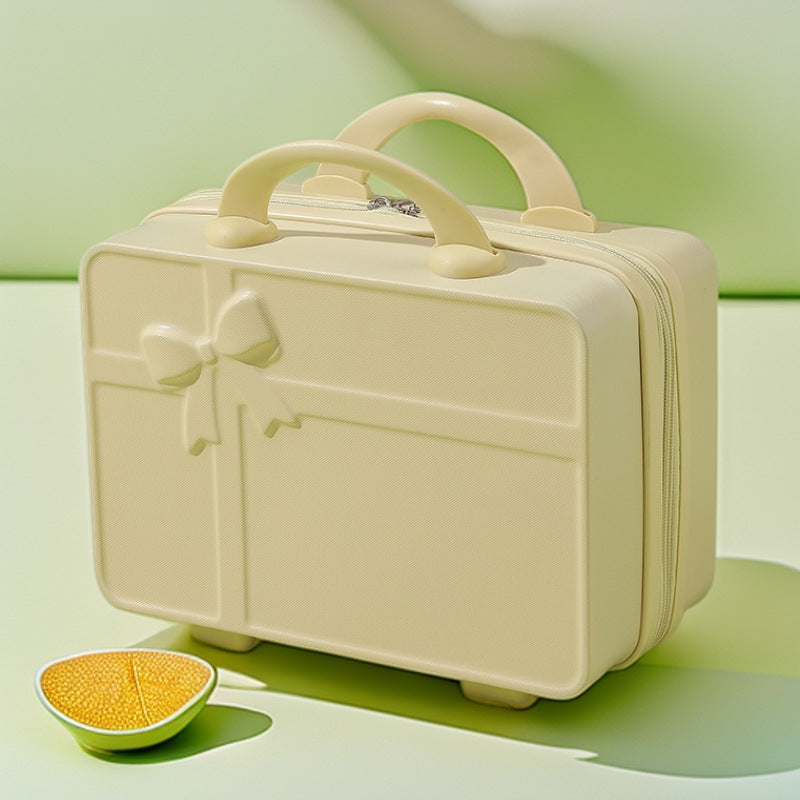 structured hard-shell cosmetic travel case with embossed bow and dual top handles Stornfield