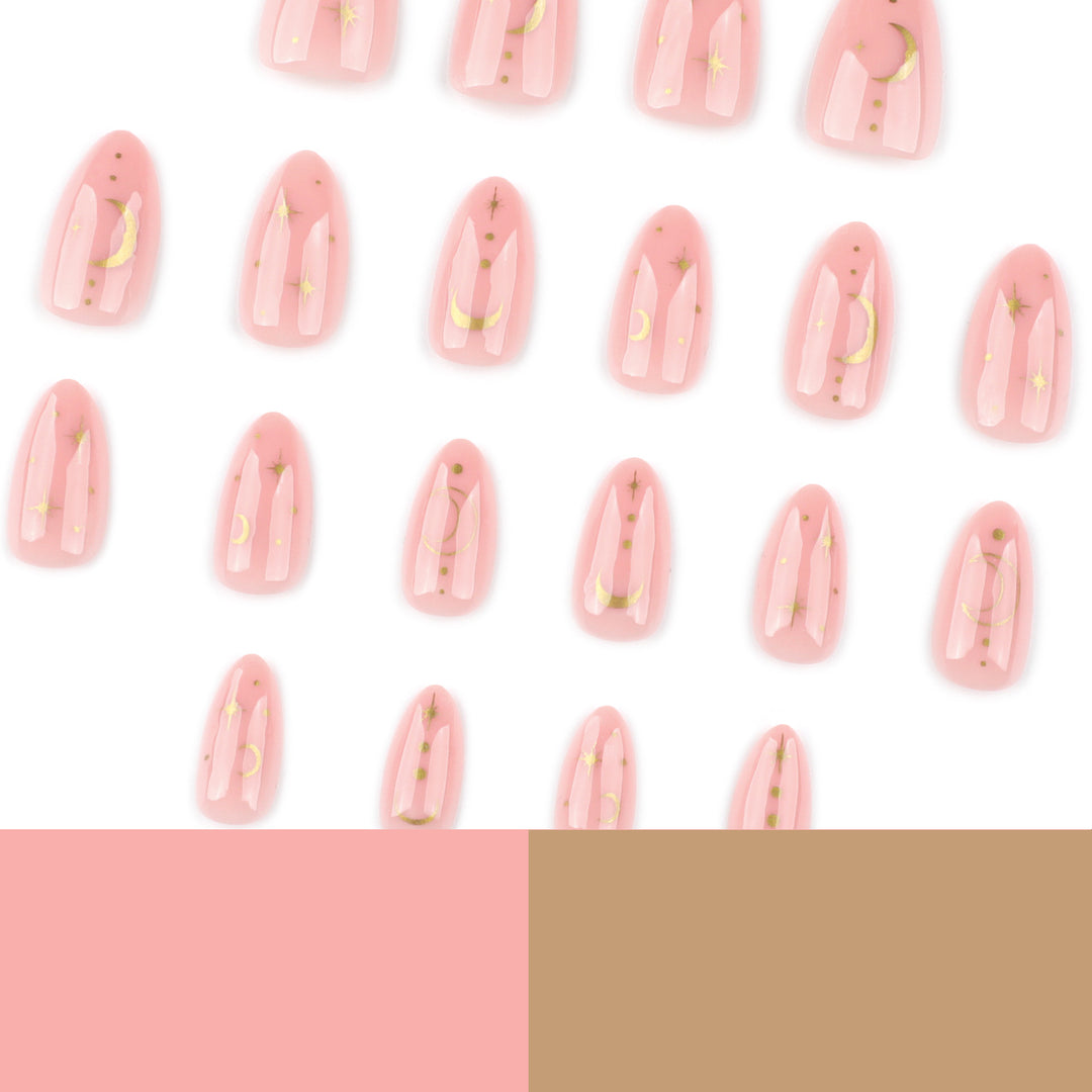 Artful Nail Extensions with Moon-Shaped and Star-Shaped Decorations Stornfield