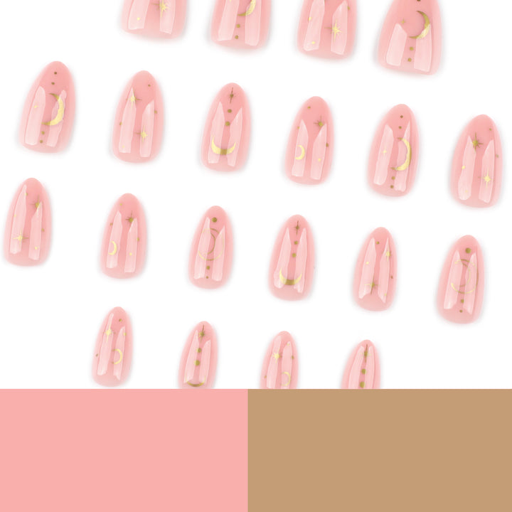 Artful Nail Extensions with Moon-Shaped and Star-Shaped Decorations Stornfield