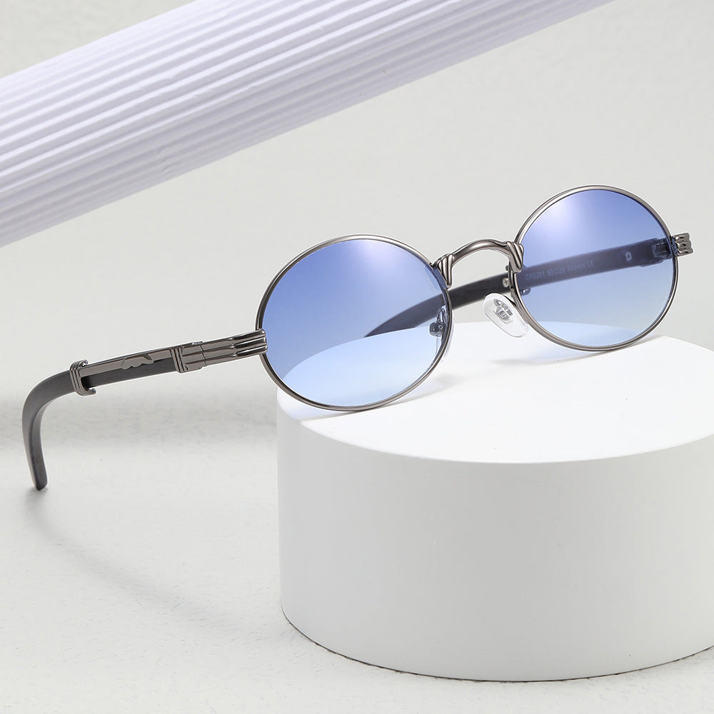 Women's round designer sunglasses with innovative metal frame Stornfield