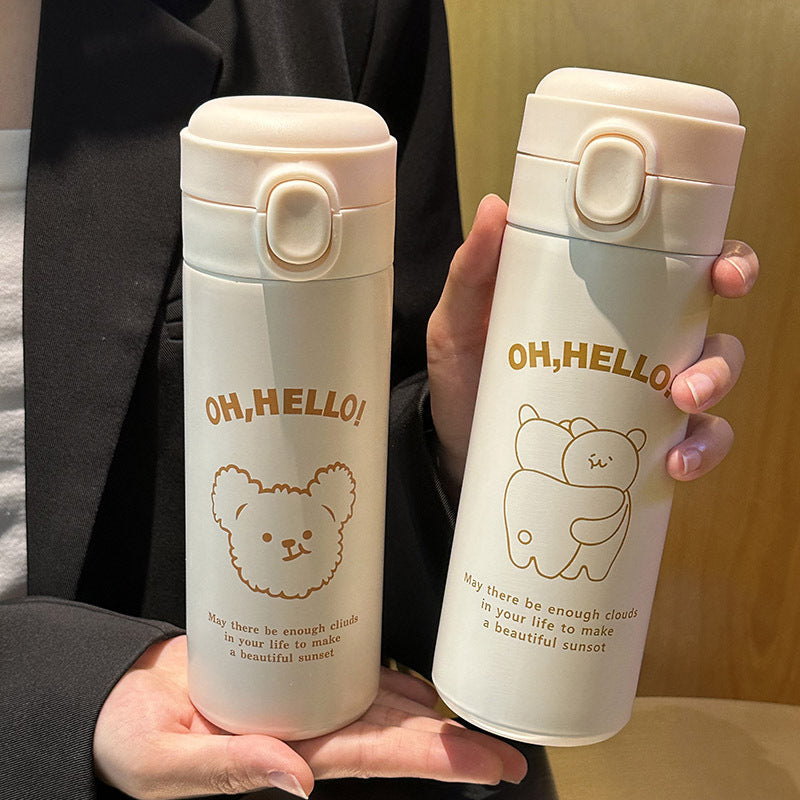 Ladies Insulated Drinking Bottle with Cute Animal Design and Practical Flip Top Stornfield