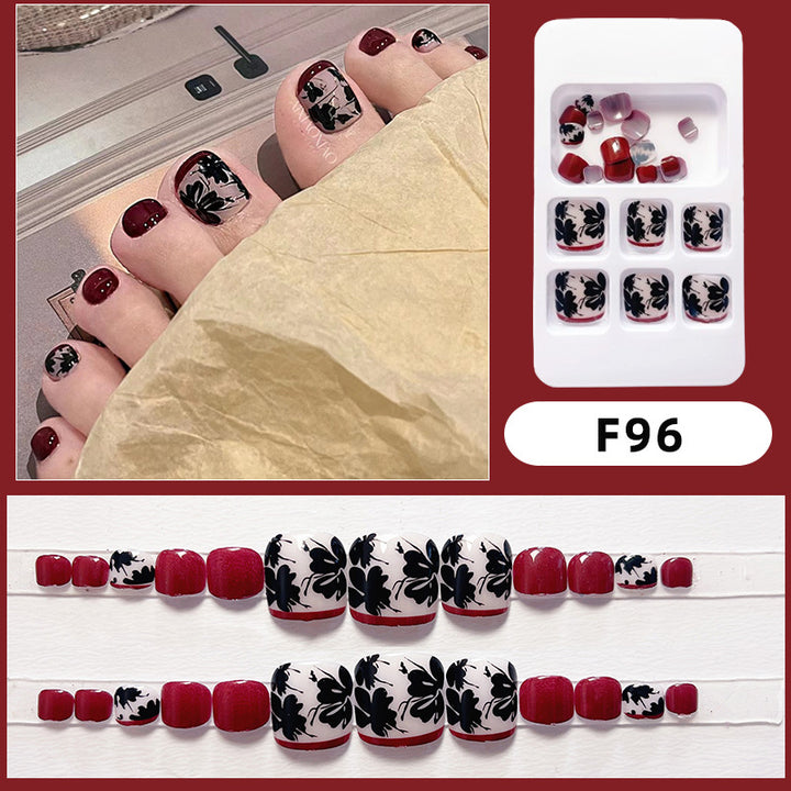 Floral Design Press-On Toenail Art Set