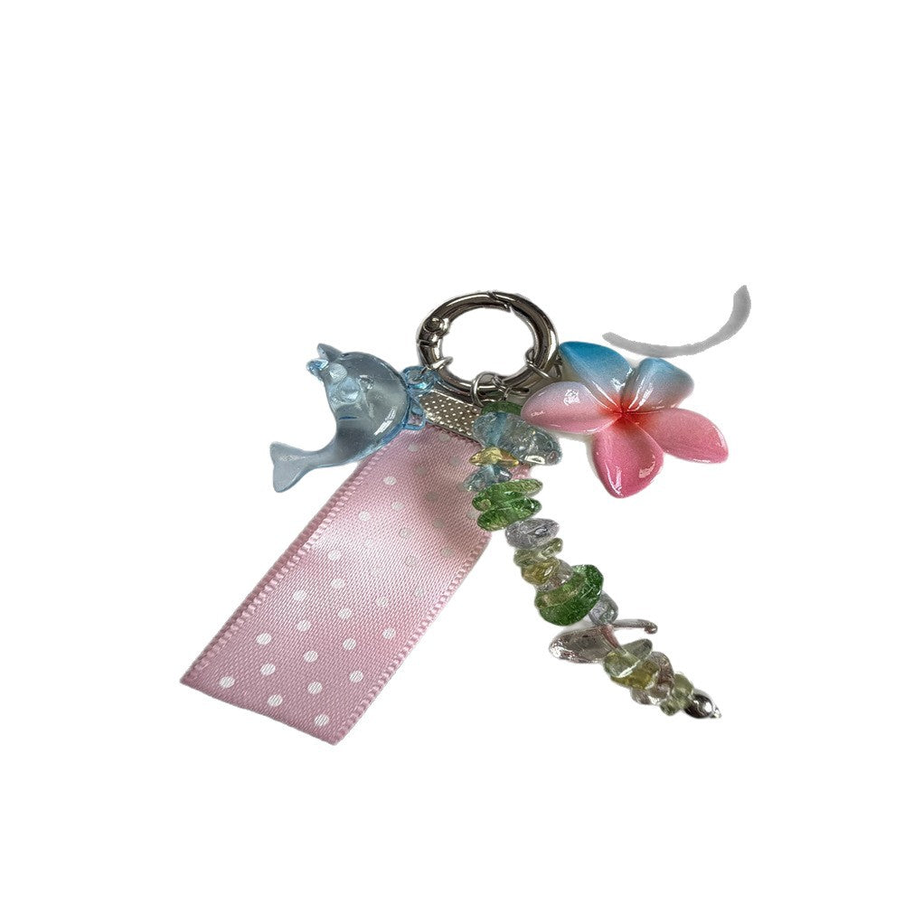 Whimsical Dolphin and Flower Charm Keychain Stornfield
