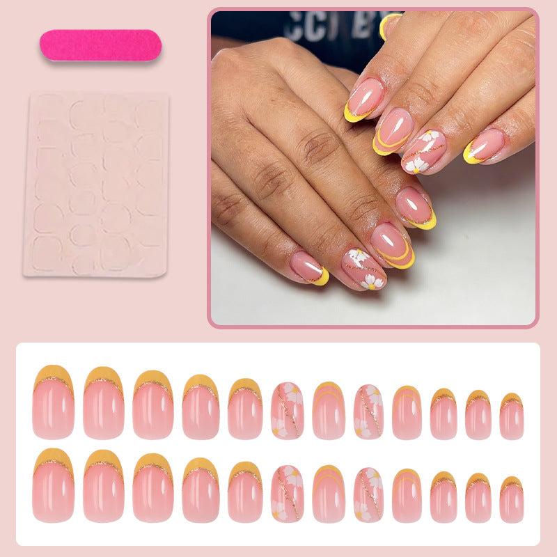 Artificial nail set decorated with elegant flowers and gradient Stornfield