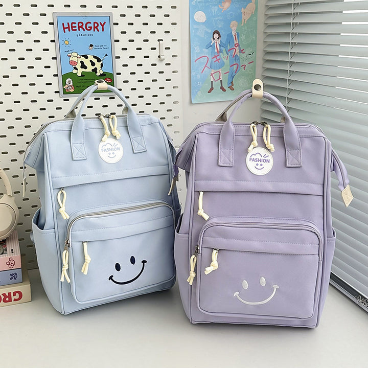 Trendy Multi-Pocket Smiley Face Backpack Stornfield