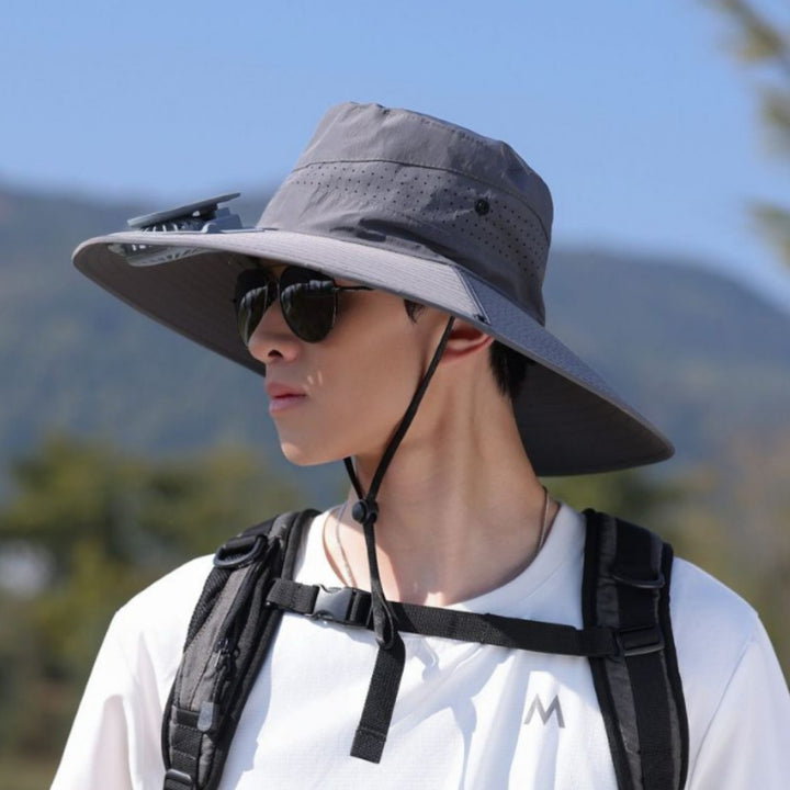 tactical fishing hat with wide brim, mesh ventilation and adjustable chin strap Stornfield