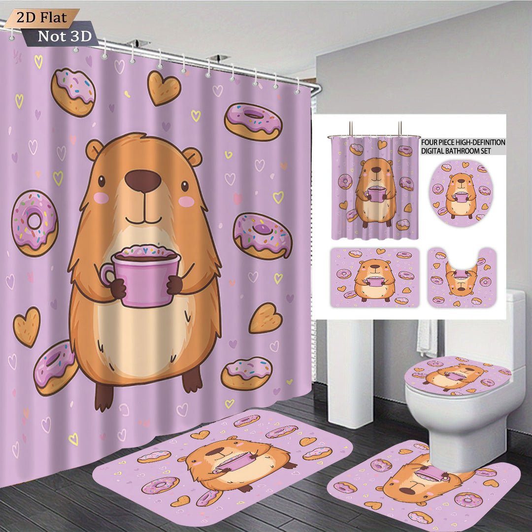 Cute Bear-Themed Four-Piece Bathroom Set Stornfield