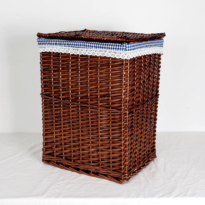 Women's laundry basket with decorative fabric cover and practical lid Stornfield