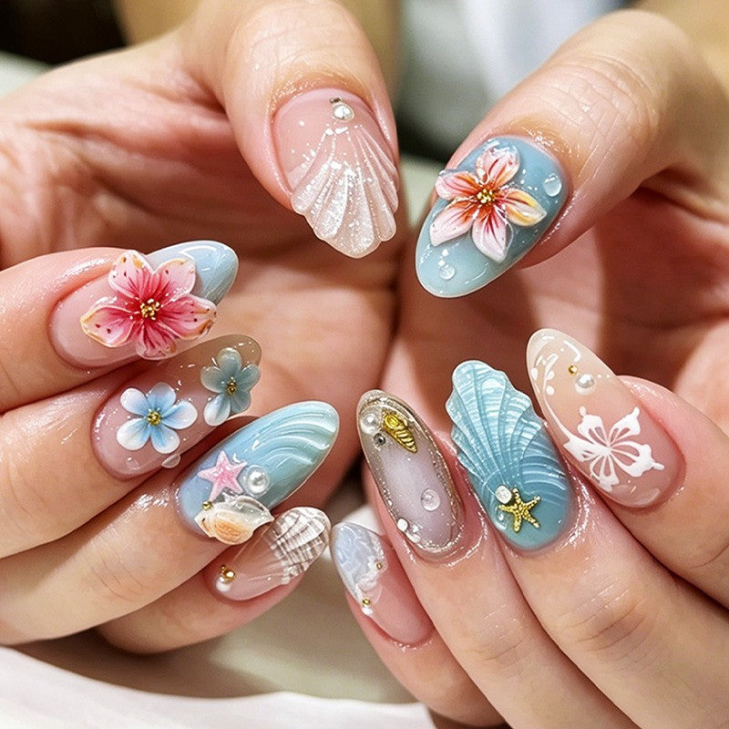 Creative nail art set with floral design and delicate decoration Stornfield