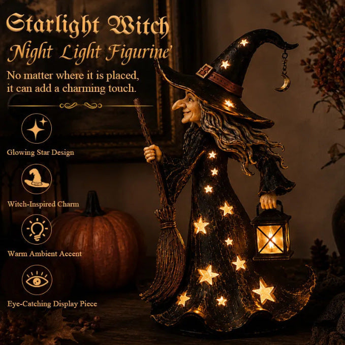 Decorative witch figure with broom Stornfield