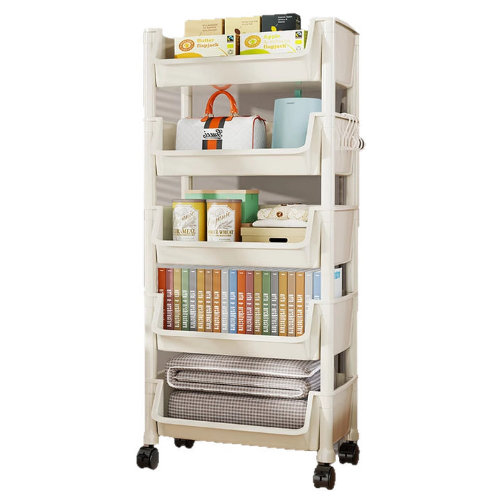 Compact Two-Tier Rolling Utility Cart with Deep Removable Plastic Bins