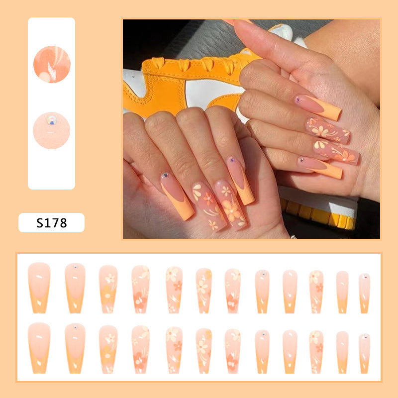 Artificial nail set with floral acrylic decorations Stornfield