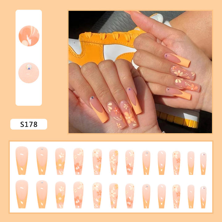 Artificial nail set with floral acrylic decorations Stornfield