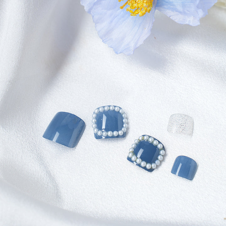 Elegant Pearl-Embellished Press-On Nail Set Stornfield