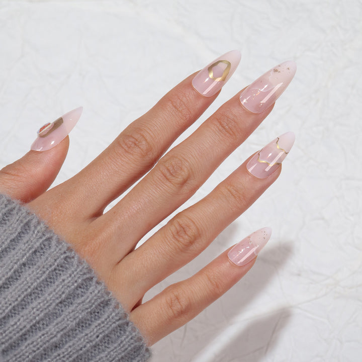 Elegant Stiletto Press-On Nail Set with Gold Accents Stornfield