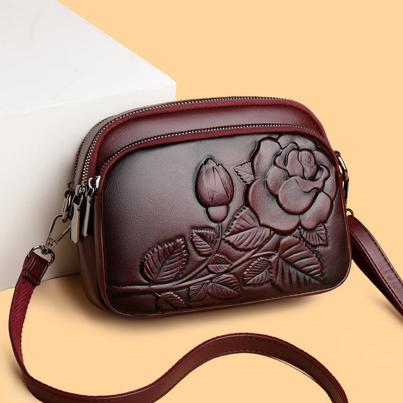 Embossed Floral Crossbody Bag