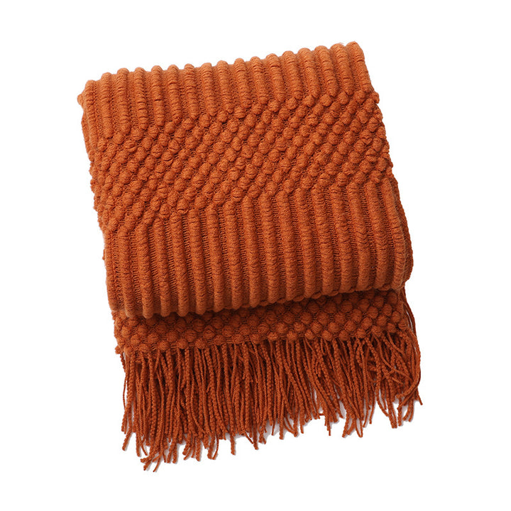 Women's stylish living room throw blanket with fringe pattern Stornfield